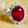 ANELLO IN ORO BIANCO 18k RUBINO E DIAMANTI TOT. CT 4.72