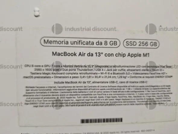 5#9095 Apple Macbook air M1 con scatola