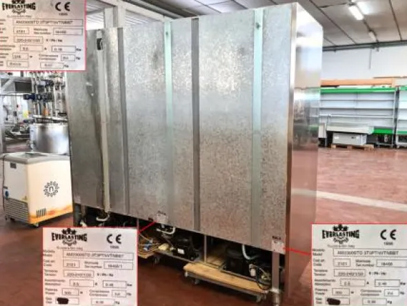 armadio frigo a 3 colonne in inox usato