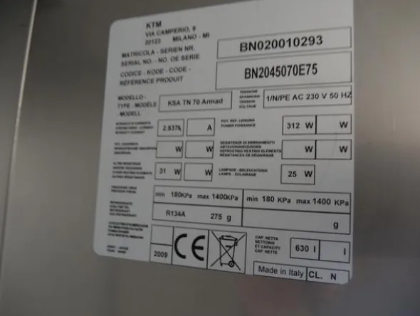 4#2985 Armadio frigorifero Ktm Ksa tn 70