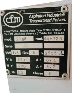 ASPIRATORE INDUSTRIALE – CFM – MOD. 3156 (ASP-39)