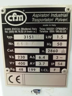 ASPIRATORE INDUSTRIALE PER POLVERI – CFM 3151T (ASP-55)