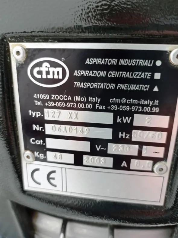 ASPIRATORE INDUSTRIALE PER POLVERI CFM 127 XX (ASP-56)
