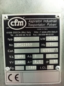 ASPIRATORE INDUSTRIALE PER POLVERI – CFM – A53 (ASP-54)