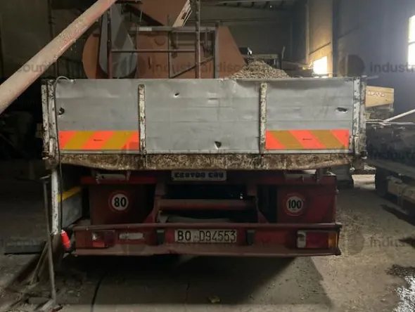 1#9189 Autocarro Fiat Iveco 109 con cassone ribaltabile trilaterale e gru Effer