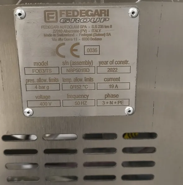 Autoclave Fedegari FOB3/TS + impianto osmosi OSMOTEAM