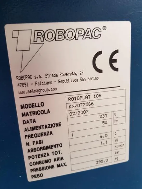 1#4628 Avvolgipallet Robopac Rotoplat 106