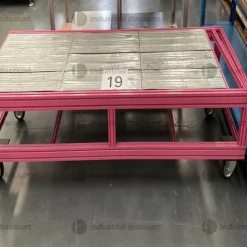 9#9214 4 banchi da lavoro rosa basso con ruote