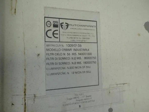 3#3429 Cabina di verniciatura e sistema di filtraggio