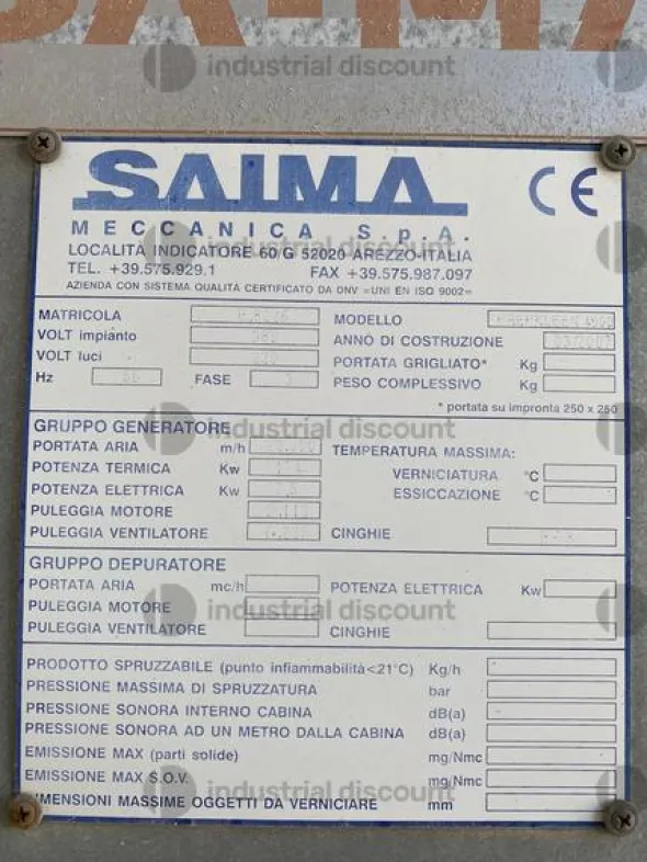 1#10208 Cabina di verniciatura Saima Prepkleen
