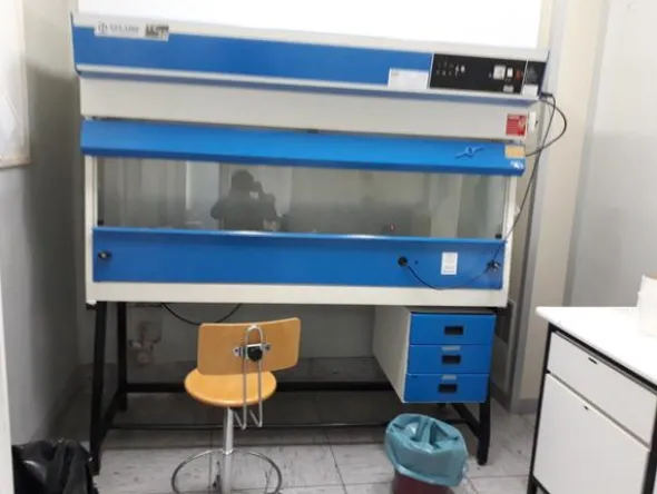 20#3675 Cappa flusso laminare Gelaire e microscopio Olympus BH2