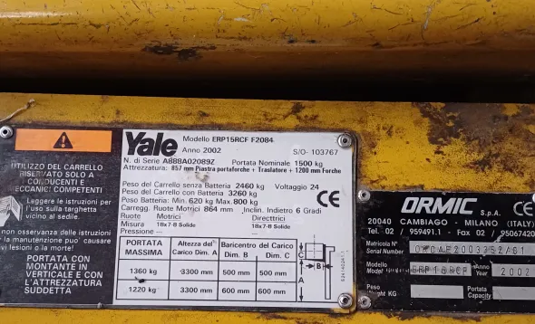 CARRELLO ELEVATORE ELET. YALE ERP15RCF