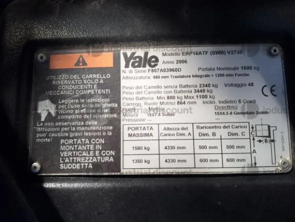 2#8805 Carrello elevatore Yale ERP16AFT