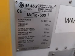 1#7346 Centro di saldatura orbitale CNC Maus Italia Matig 500