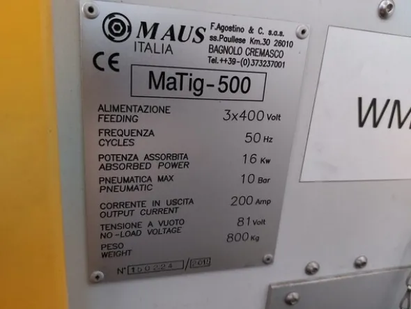 1#7346 Centro di saldatura orbitale CNC Maus Italia Matig 500