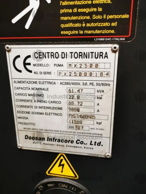 17#9299 Centro di tornitura Doosan PUMA MX 2500