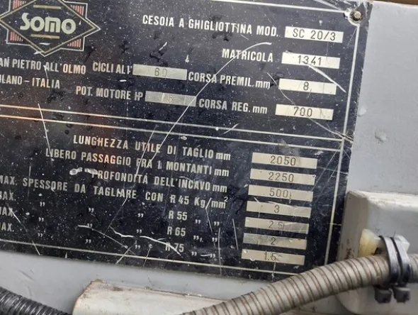 1#7374 Cesoia a ghigliottina Somo SC20/3