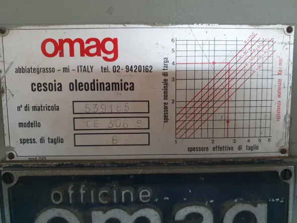 CESOIA IDRAULICA OMAG MOD. 306S CE