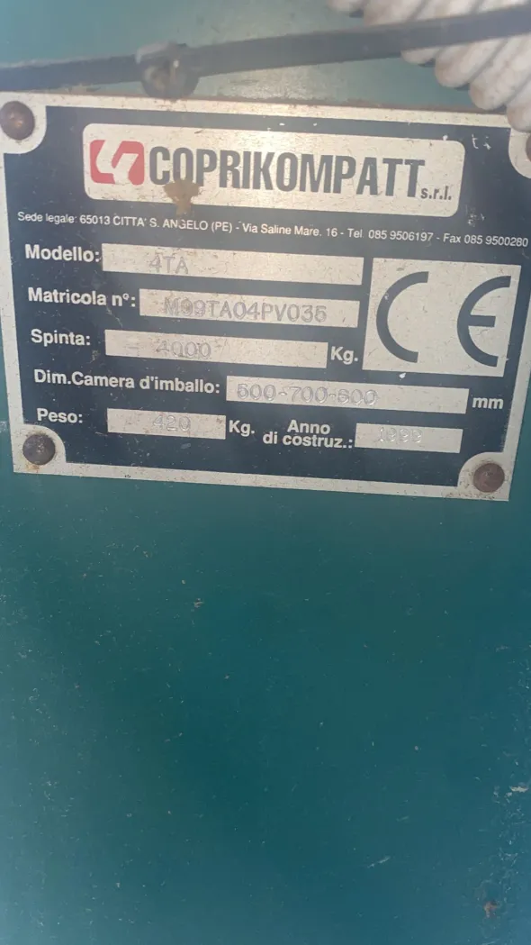 compattatrice per materiale