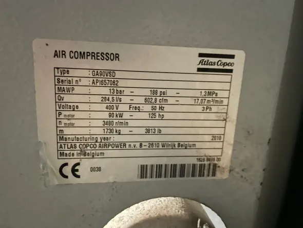COMPRESSORE ATLAS COPCO GA90VSD