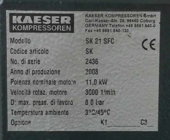 Compressore Kaeser SK 21 sfc
