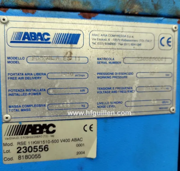 COMPRESSORE ROTATIVO A VITE CON ESSICCATORE ABAC