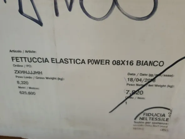 Fettuccia elastica POWER bianca 0.8X16