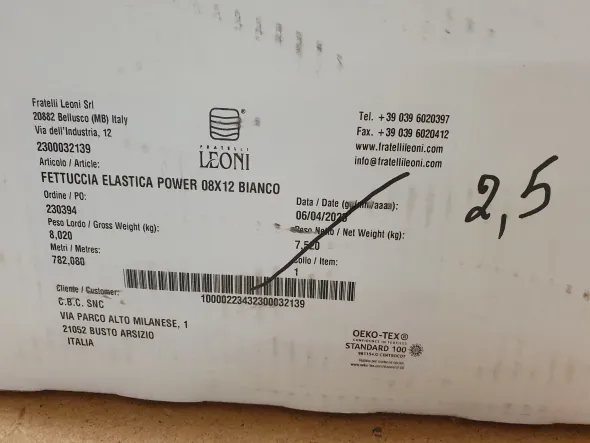 Fettuccia elastica POWER 0.8X12 bianca