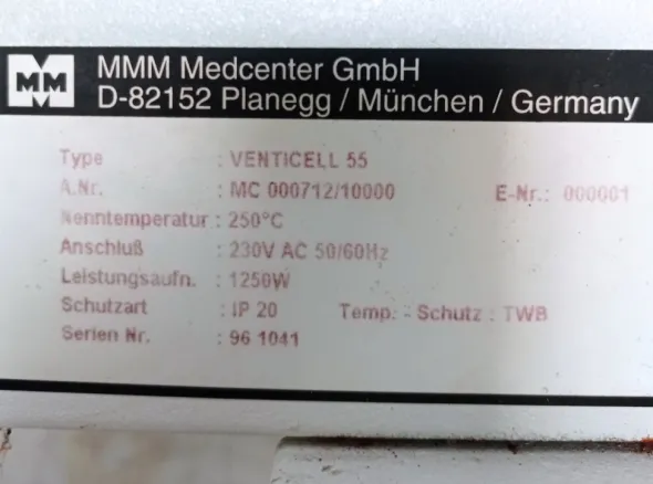 FORNO LABORATORIO - MMM MEDCENTER VENTICELL 55 (FOR-17)