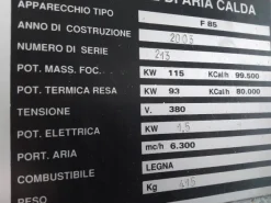 Generatore aria calda a legna Fabbri F85