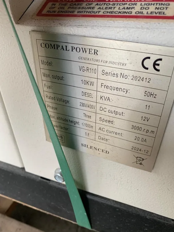 Generatore corrente diesel COMPAL POWER 10kW NUOVO