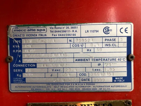 Gruppo elettrogeno usato – 160 kW – Marca PG