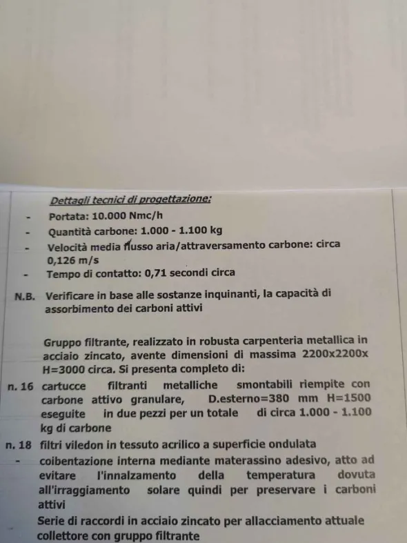 Gruppo filtrante a carboni attivi
