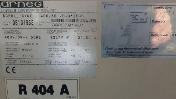 22#3529 Gruppo frigo Arneg R 404 A
