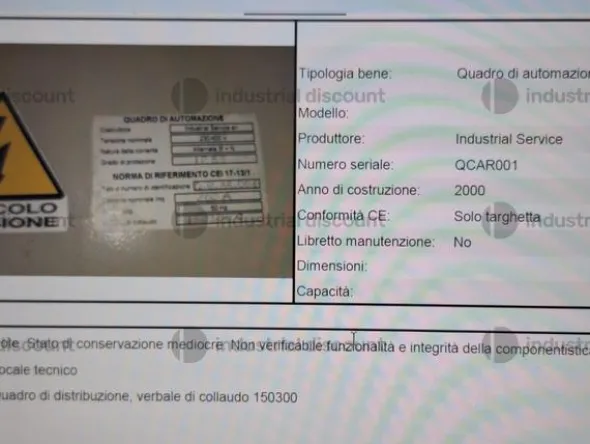 27#9389 Gruppo Frigorifero e trattamento ariaQuadro elettrico di distribuzioneQuadro elettrico di automazione