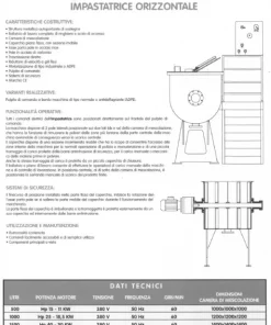IMPASTATRICE ORIZZONTALE DIAMAC - LT500 V.E.