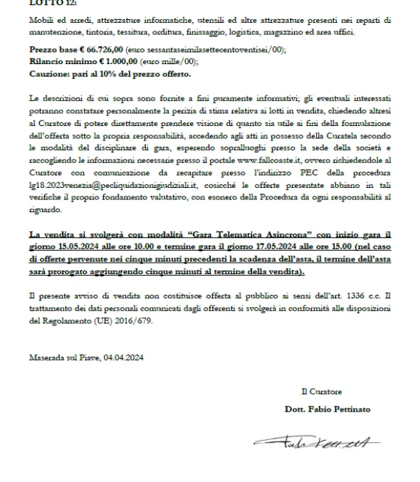 Impianti, macchinari ed attrezzature varie