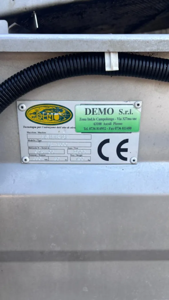 Lavatrice Olive per Frantoio Oleario DEMO DE1500