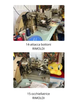 16 macchinari tagliacuci, piane, bordatrici e orlatrici
