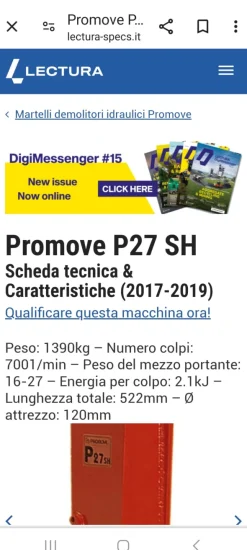 Martello demolitore per escavatore