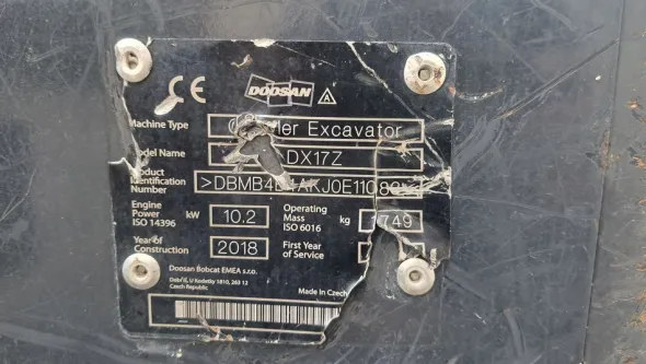 Miniescavatore cingolato Doosan DX17Z