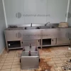 19#9389 Mobile a doppio lavabo in acciaio e armadio in acciaio inox a 2 ante