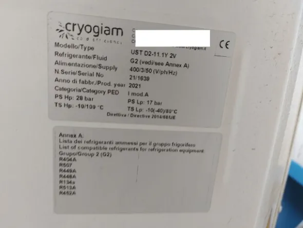 4#7951 Motore cella frigorifera Cryogiam UST D2-11.1Y 2V