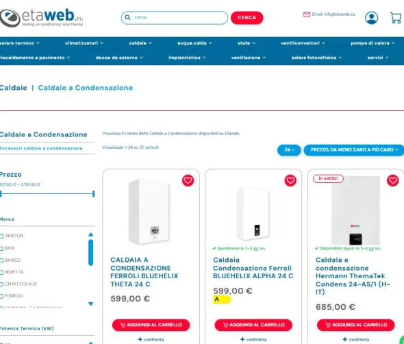 Negozio on-line E-COMMERCE caldaie condizionatori