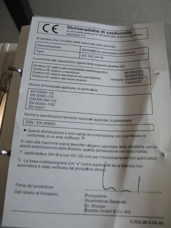 2#4084 Pesoprezzatrice Bizerba GV