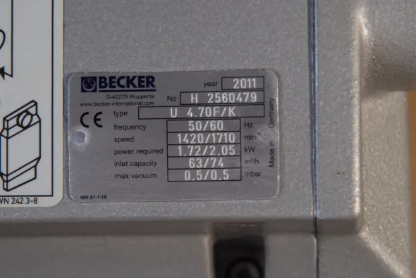 Pompa sottovuoto Becker U 4.70 F/K