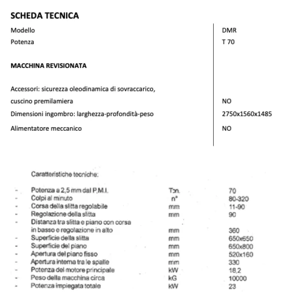 PRESSA BALCONI DMR 70
