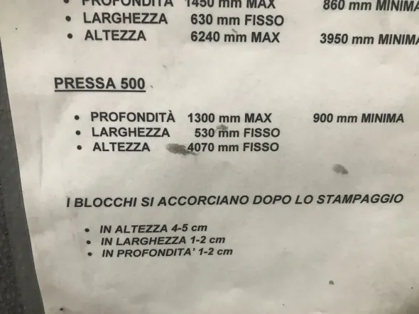 Pressa/Blocchiera per Polistirolo EPS