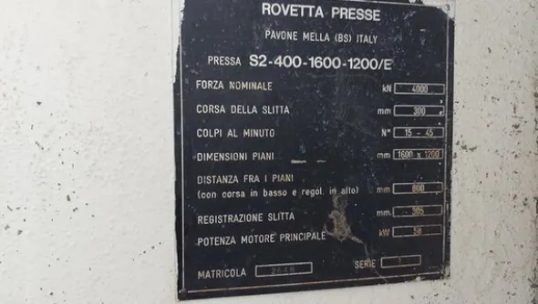 25#7166 Pressa meccanica Rovetta S2-400