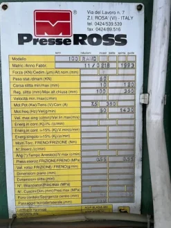 6#8297 Pressa Ross 100 Ton con avanzamento automatico Micromel
